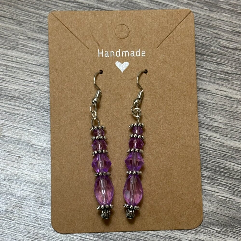Lilac Spark Handmade Beaded Dangle Earrings